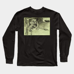 Hanging Skeleton and Cat (Vincent Van Gogh) Remake Long Sleeve T-Shirt